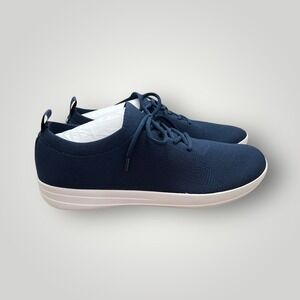 Fitflop F Sporty Uberknit Sneakers Navy Blue Slip On Knit Womens 12 Comfort Shoe
